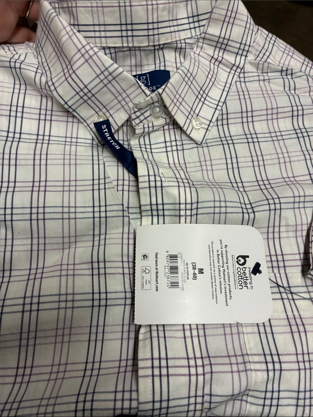Goodfellow & Co Men’s White Plaid Button-Down Shirt - Purple & Blue